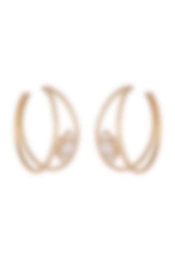 Gold Finish Hoop Earrings With Cz Stones by AETEE